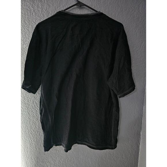 Men's Zero Nineteen Shirt Size X Large Black Short Sleeve Front Pocket V Neck - Picture 5 of 7